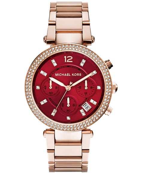 Women's Rose Gold Michael Kors Parker Chronograph Watch 